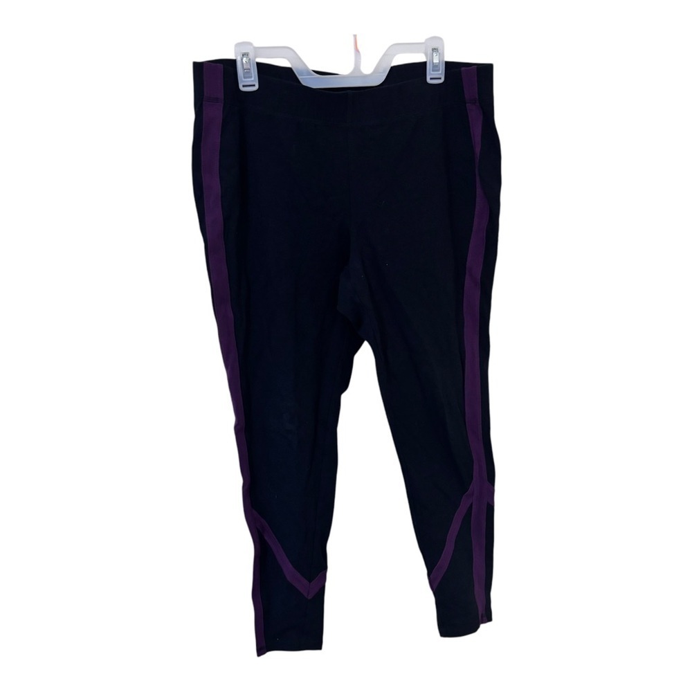 3/$15 Lane Bryant black and purple stripe workout pull on legging pants 18/20